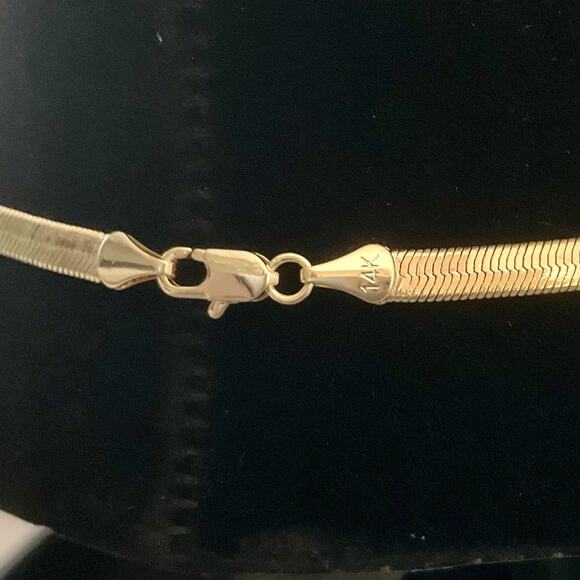 NEW 16in 14k/ Sterling Silver 4mm Solid HERRINGBONE Necklace - Picture 4 of 6